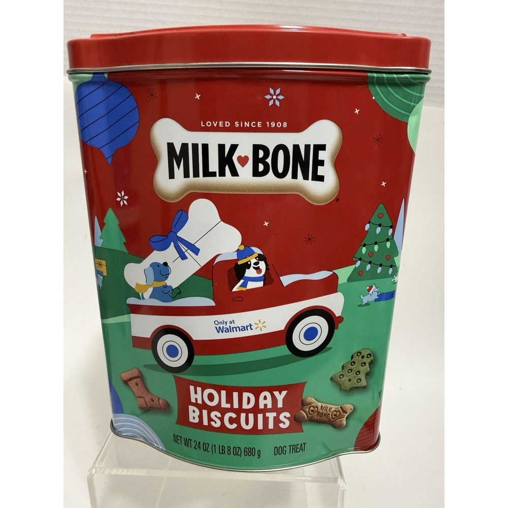 Milk Bone EMPTY Christmas Holiday Biscuits‎ Tin (tin only no treats) Truck Dog